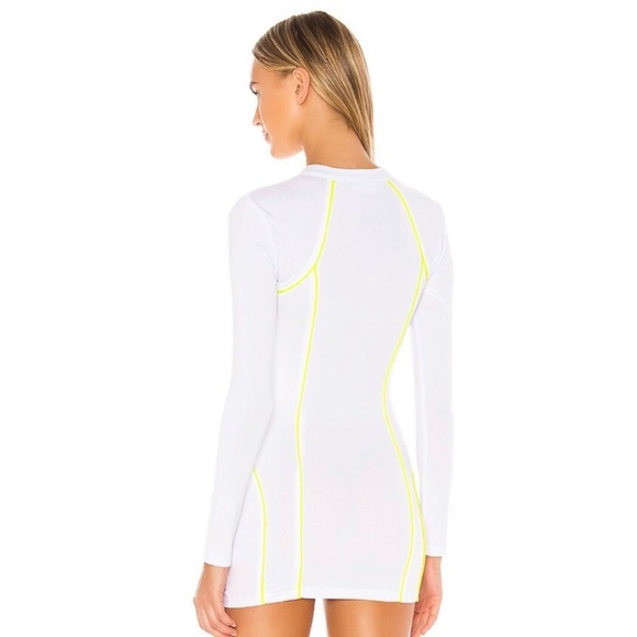 NWT Superdown x Revolve Marina Zip Front Dress in White and Neon green - Picture 3 of 8